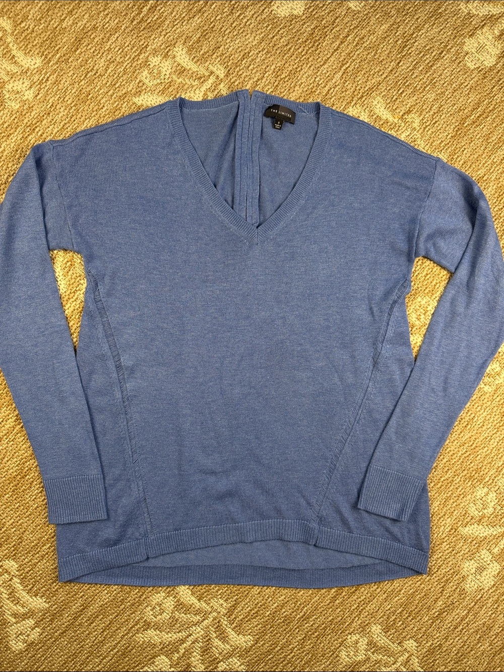 The Limited Heathered Blue V-Neck Sweater